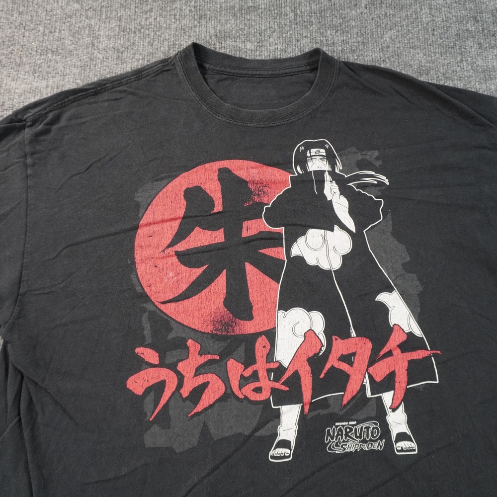 Naruto Shippuden Graphic Tee Mens XL Black Itachi Uchiha Akatsuki Anime Shirt